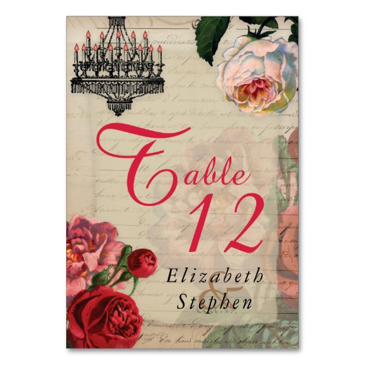 Vintag-romantisches Französisch Ephemera Bridal |  Tischnummer (Rückseite)