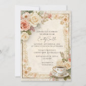 Vintag-Romantisches Kernspannungs-Brautparty Einladung (Vorderseite)