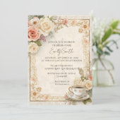 Vintag-Romantisches Kernspannungs-Brautparty Einladung (Stehend Vorderseite)