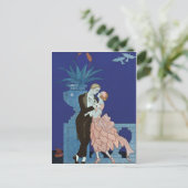 Vintag Romantisches Paar ~ "Oui" Postkarte (Stehend Vorderseite)