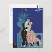 Vintag Romantisches Paar ~ "Oui" Postkarte (Vorne/Hinten)