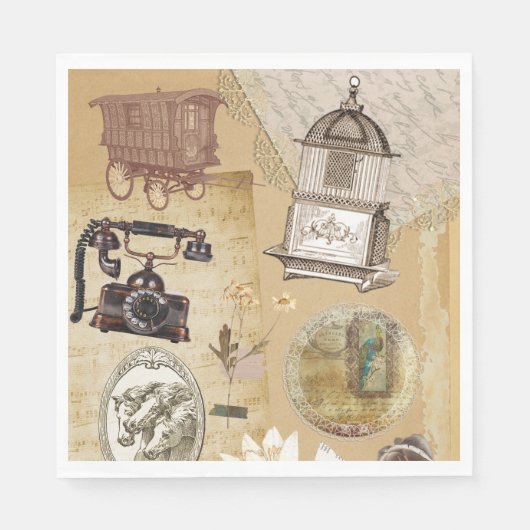 Vintag Romantisches Papier Napkins Serviette (Vorderseite)