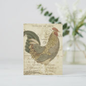 Vintag Rooster Brown Feathers French Ephemera Postkarte (Stehend Vorderseite)