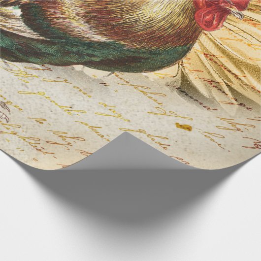 Vintag Rooster Ephemera Decoupage Geschenkpapier (Ecke)