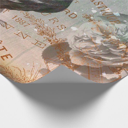 Vintag Rooster Ephemera Decoupage Geschenkpapier (Ecke)