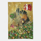 Vintag Rooster Singt Weihnachtslieder Geschirrtuch (Vertikal)