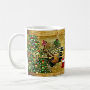 Vintag Rooster Singt Weihnachtslieder Kaffeetasse