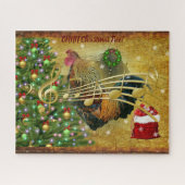 Vintag Rooster Singt Weihnachtslieder Puzzle (Horizontal)
