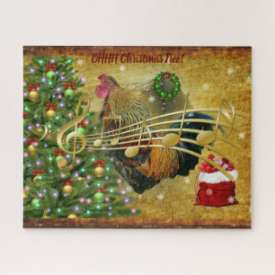 Vintag Rooster Singt Weihnachtslieder Puzzle