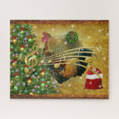 Vintag Rooster Singt Weihnachtslieder Puzzle (Horizontal)