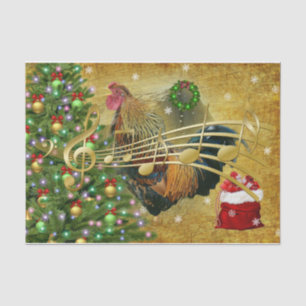 Vintag Rooster Singt Weihnachtslieder Seidenpapier
