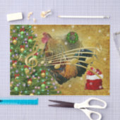Vintag Rooster Singt Weihnachtslieder Seidenpapier (Handwerk)