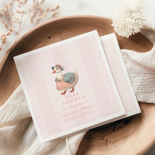 Vintag rosa Albern Gänsedusche Serviette