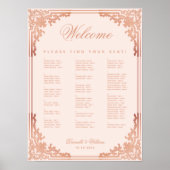 Vintag rosa Alphabetische Hochzeitstabelle Poster (Vorne)