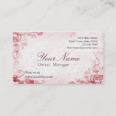 Vintag rosa Antike Flora Visitenkarte (Rückseite)