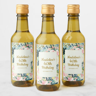 Vintag rosa Aquamarine Blüte 40. oder jeden Geburt Weinetikett