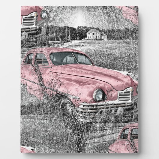 Vintag rosa Auto Fotoplatte (Vorderseite)