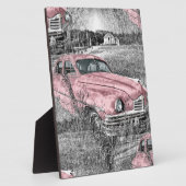 Vintag rosa Auto Fotoplatte (Seite)