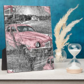 Vintag rosa Auto Fotoplatte (Seite)