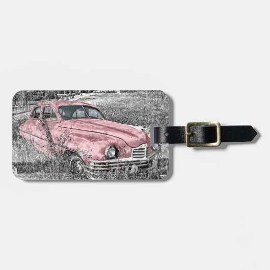 Vintag rosa Auto Gepäckanhänger (Vorderseite horizontal)