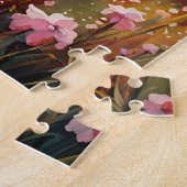 Vintag rosa Auto und Einhorn auf einer Wiese Puzzle (Seite)