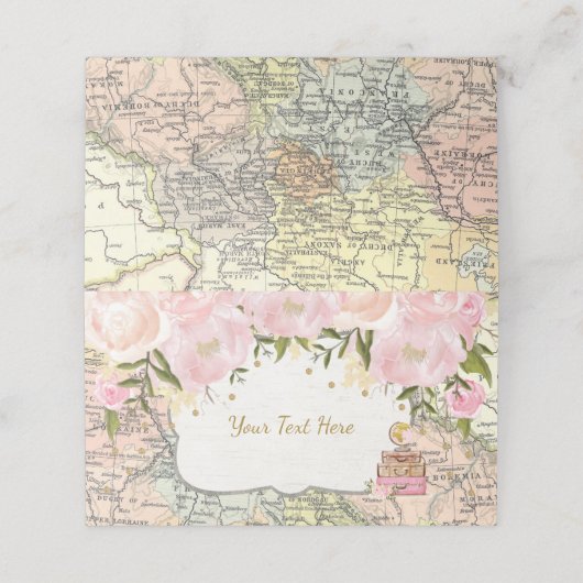 Vintag Rosa Bläsernbahn Karte Abenteuerdusche (Außenseite Aufgefaltet)