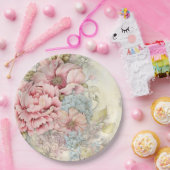 Vintag rosa blaue Blütenpapierplatte Pappteller (Party)