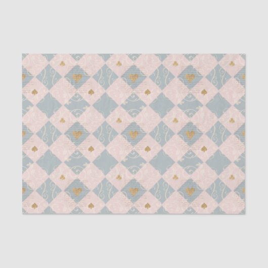 Vintag rosa blaue Checkerboard-Kartenspielen Anzug Seidenpapier (Vorderseite)