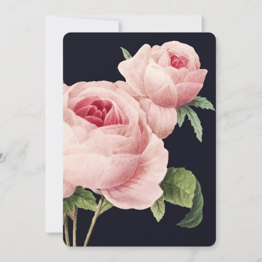 Vintag-Rosa-Blauer Abitur Einladung (Rückseite)