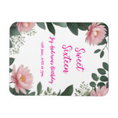 Vintag rosa Blume grüner Eukalyptus 16. Geburtstag Magnet (Horizontal)