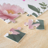 Vintag rosa Blume grüner Eukalyptus 16. Geburtstag Puzzle (Seite)
