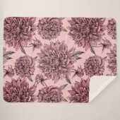 Vintag-Rosa-Blume Illustriertes Muster Sherpadecke (Vorderseite (Horizontal))