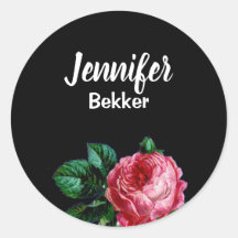 Vintag rosa Blume individuelle Name schwarz