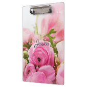 Vintag rosa Blume mit Ihrem Namen Klemmbrett (Links)