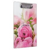 Vintag rosa Blume mit Ihrem Namen Klemmbrett (Rechts)