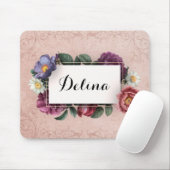 Vintag rosa Blume Rahmen Mousepad (Mit Mouse)
