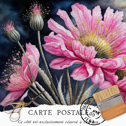 Vintag rosa Blumendekouseite Seidenpapier