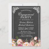 Vintag rosa Blumenkhalkartonplatte der Einsatzpart Einladung (Vorderseite)