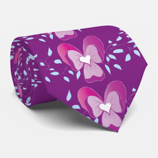 Vintag rosa Blumenmuster Krawatte (Gerollt)