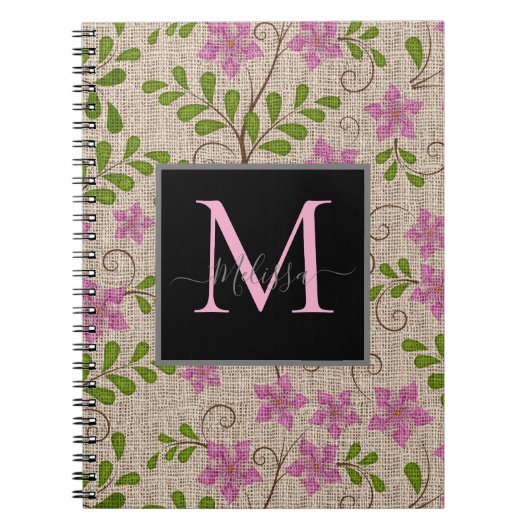 Vintag rosa Blumenmuster Notizblock (Vorderseite)