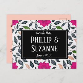 Vintag rosa Blumenmuster Save the Date Ankündigungspostkarte