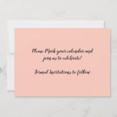 Vintag rosa Blumenmuster Save the Date Einladung (Rückseite)