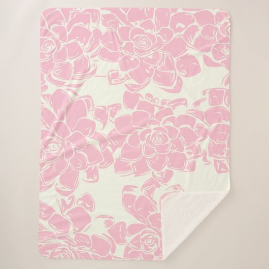 Vintag rosa Blumenmuster Sherpadecke (Vorderseite)