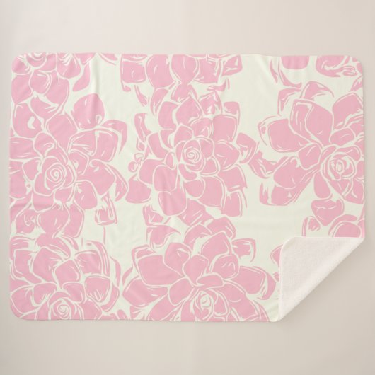 Vintag rosa Blumenmuster Sherpadecke (Vorderseite (Horizontal))