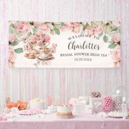 Vintag rosa Blumenstrauß Tea Bridal Kinderdusche Banner