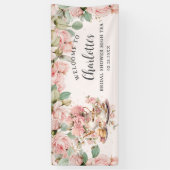 Vintag rosa Blumenstrauß Tea Bridal Kinderdusche Banner (Vertikal)