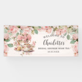 Vintag rosa Blumenstrauß Tea Bridal Kinderdusche Banner (Horizontal)