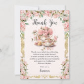 Vintag rosa Blumenstrauß Tee Party Brautparty Dankeskarte (Vorderseite)
