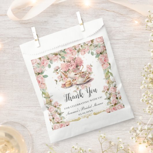 Vintag rosa Blumenstrauß Tee Party Brautparty Geschenktütchen (Ausgeschnitten)