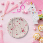 Vintag rosa Blüte Pappteller (Party)